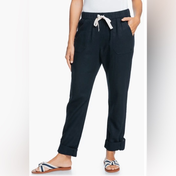 Roxy On the Seashore Tie waist Linen Blend Pants - Picture 1 of 11